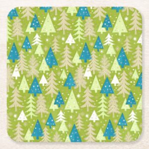 Retro Christmas Trees 4" Coasters