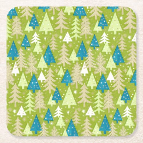 Retro Christmas Trees 4" Coasters