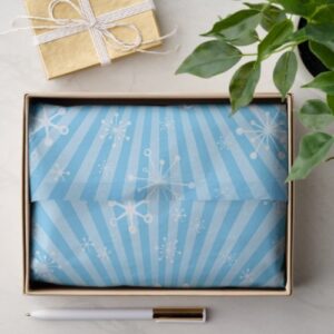 Sky Blue Modern Snowflakes Tissue Paper