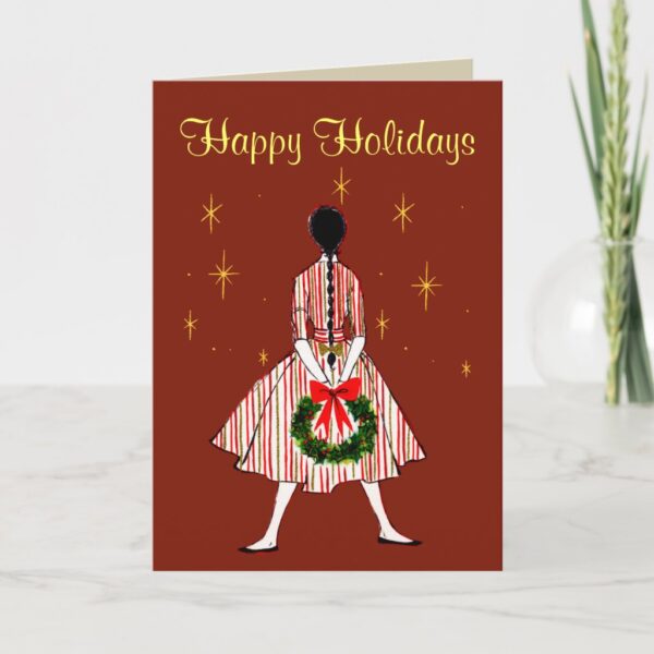 Vintage 50s Christmas Girl Card