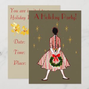 Vintage 50s Christmas Girl Holiday Invitation