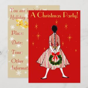 Vintage 50s Christmas Girl Invitation