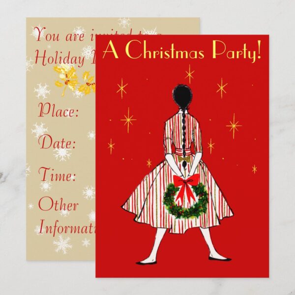 Vintage 50s Christmas Girl Invitation