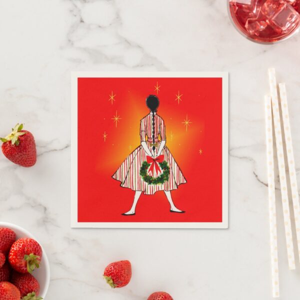 Vintage 50s Christmas Girl Party Napkins