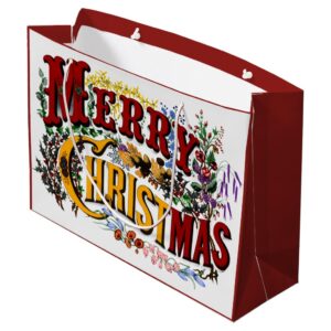 1876 Merry Christmas Colorful Large Gift Bag
