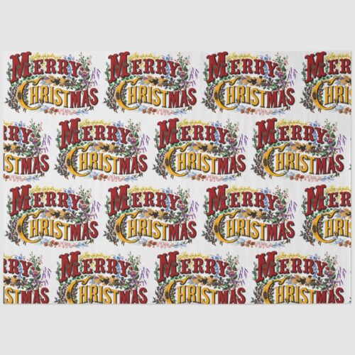 1876 Merry Christmas Colorful Tissue Paper