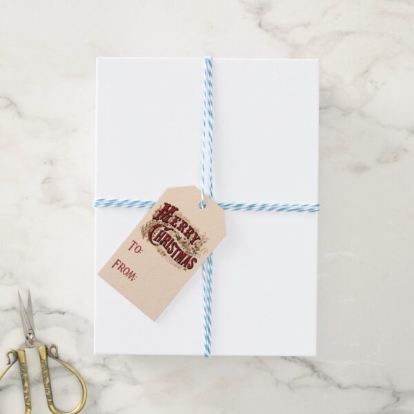 1876 Merry Christmas Gold Gift Tags