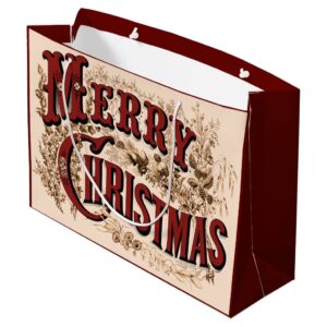 1876 Merry Christmas Gold Large Gift Bag