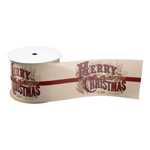1876 "Merry Christmas" Gold Satin Ribbon