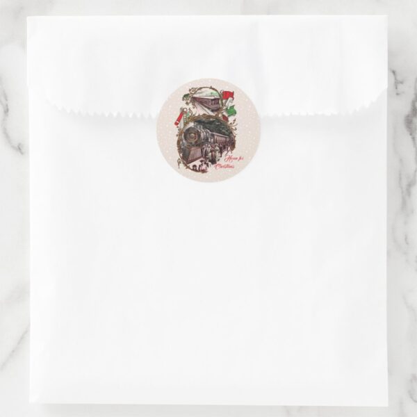 1900s Home For Christmas Train Classic Round Stickers