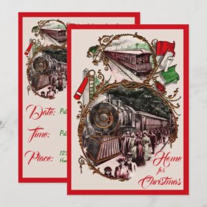 1900s Home for Christmas Train Party Invitation