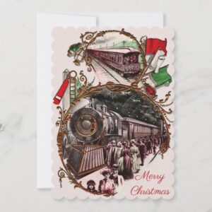 1900s Home on the Train for Christmas Photocard Holiday Card