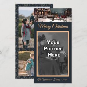 2-Side Victorian Winter Scene Christmas Photocard Holiday Card