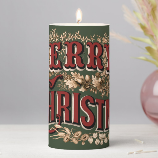 Merry Christmas Green Candle