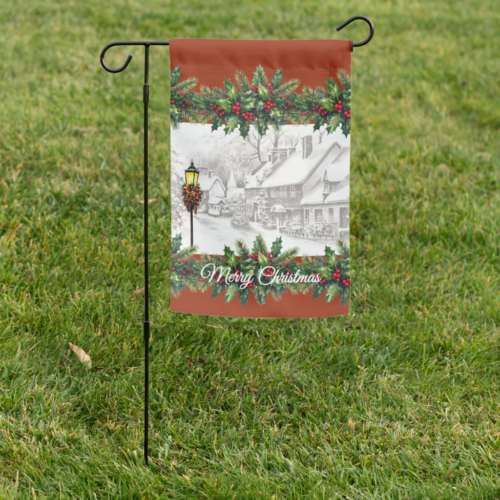 Old-Fashioned Christmas Town Garden Flag Old-Fashioned Christmas Town Garden Flag