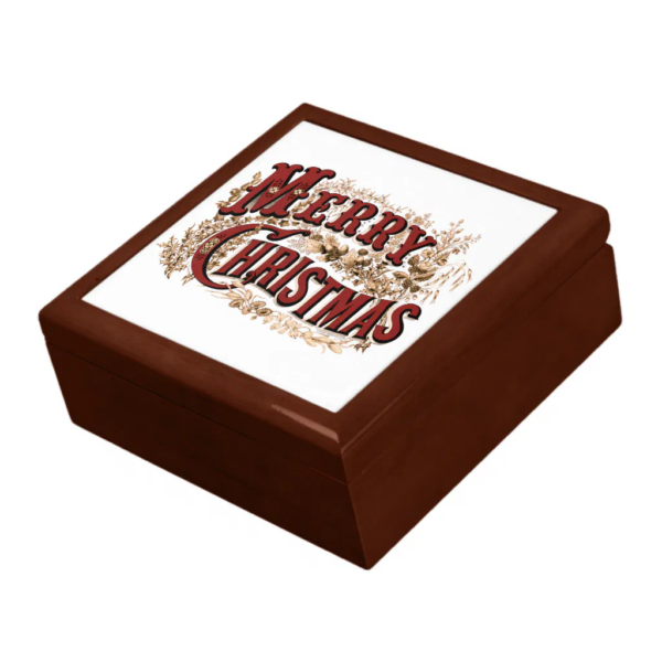 Rustic Red Gold Merry Christmas Box