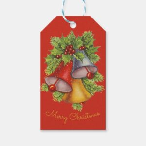 Christmas Bells on Red Gift Tags