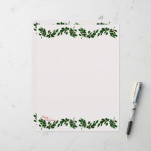Christmas Holly Letter Paper