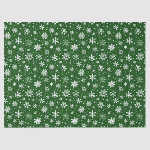 Christmas Snowy Green Tissue Paper
