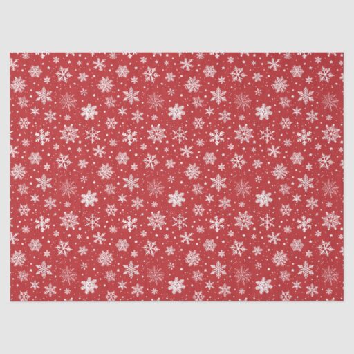 Christmas Snowy Red Tissue Paper