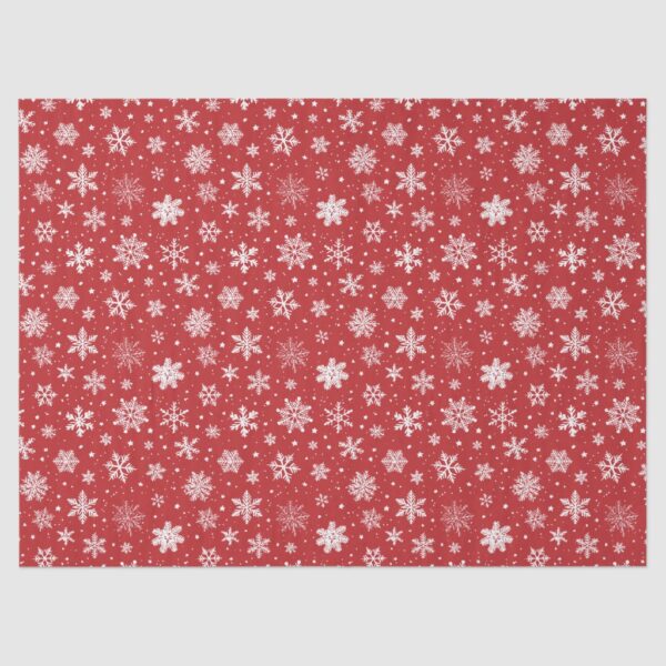 Christmas Snowy Red Tissue Paper