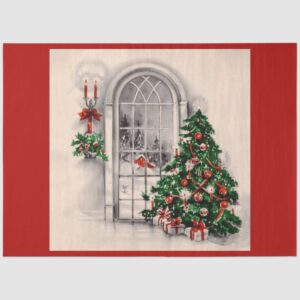 Christmas Window Lights on Red Tissue Paper