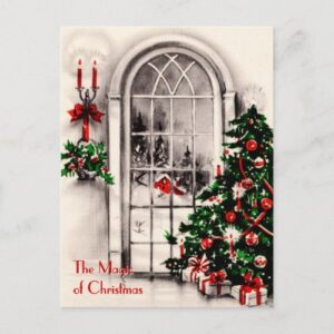 Christmas Window Vintage Postcard (full bleed)