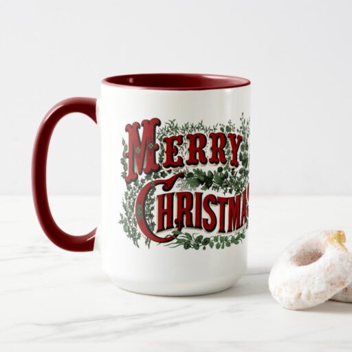 Classic "Merry Christmas" Mug in Red and Green
