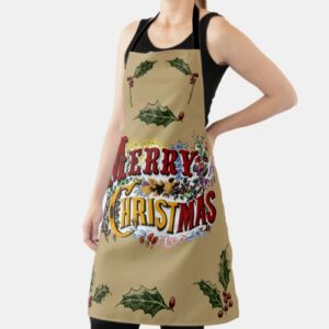 Colorful 1876 Merry Christmas Apron