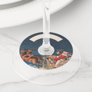 Dark Blue Patriotic American Santa Wine Glass Tag