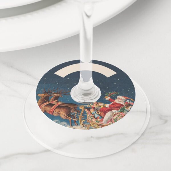 Dark Blue Patriotic American Santa Wine Glass Tag