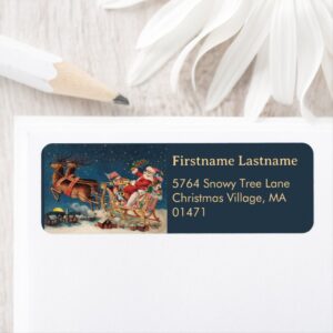 Dark Blue Patriotic Santa Holiday Return Address Label