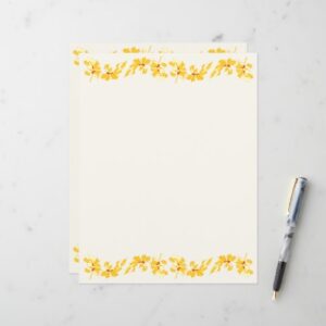 Gold Holly And Berries Letter Paper