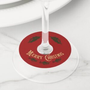 Gold Merry Christmas Wine Glass Tag