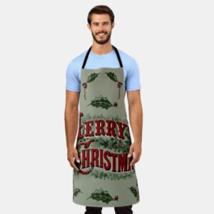 Green 1876 Merry Christmas Apron