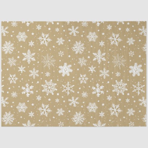 Holiday Pale Gold and White Snowflakes Tissue Paper