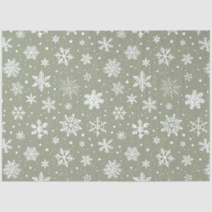 Holiday Pale Green and White Snowflakes Tissue Paper