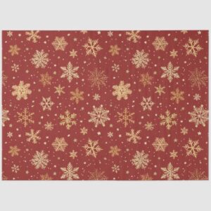 Holiday Red and Gold Snowflakes Tissue Paper