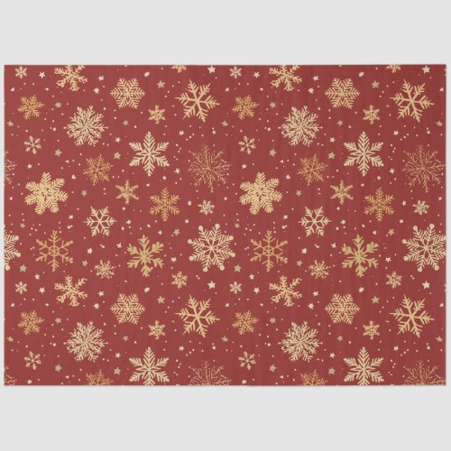 Holiday Red and Gold Snowflakes Tissue Paper