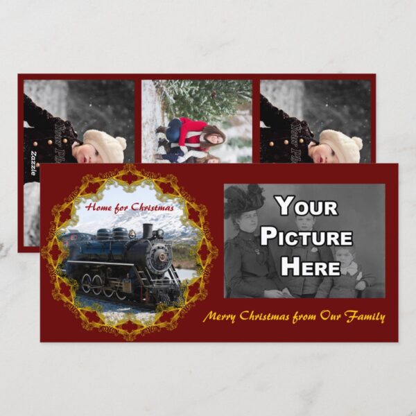 Home on the Train for Christmas Photo Card