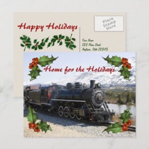 Home on the Train for Holidays Postcard
