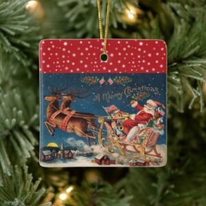 Patriotic Santa Ceramic Ornament