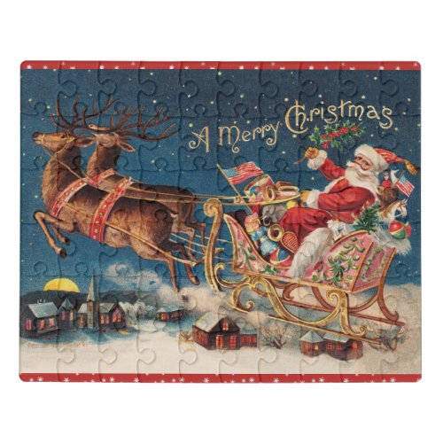 Patriotic Santa Merry Christmas Children's Puzzle