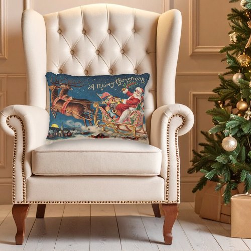 Patriotic Santa Merry Christmas Pillow