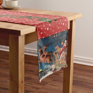 Patriotic Santa with Snowflakes Long Table Runner