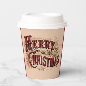 Rustic 1876 Merry Christmas Paper Cups