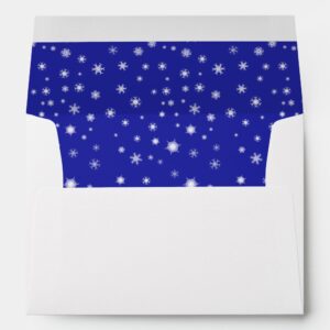 Snowflakes on Blue Inside Customizable Christmas Envelope