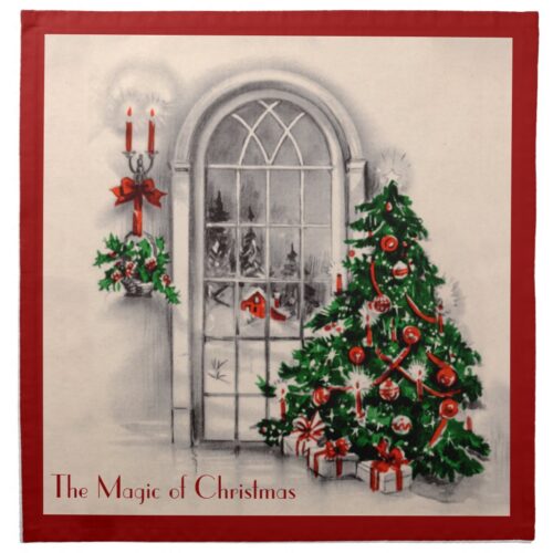 Vintage Christmas Window Cloth Napkins