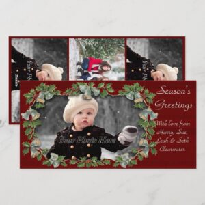 vintage_holly_bells_christmas_photocard_holiday_card-r11deca9b1b1d45e99f70a839a1eb6874_jm6gcb_1024.jpg Vintage Holly & Bells Christmas Photocard Holiday