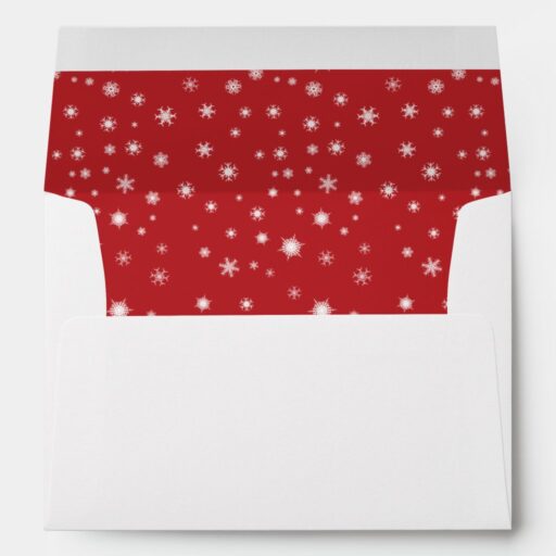 White Snowflakes on Red Insert Envelope